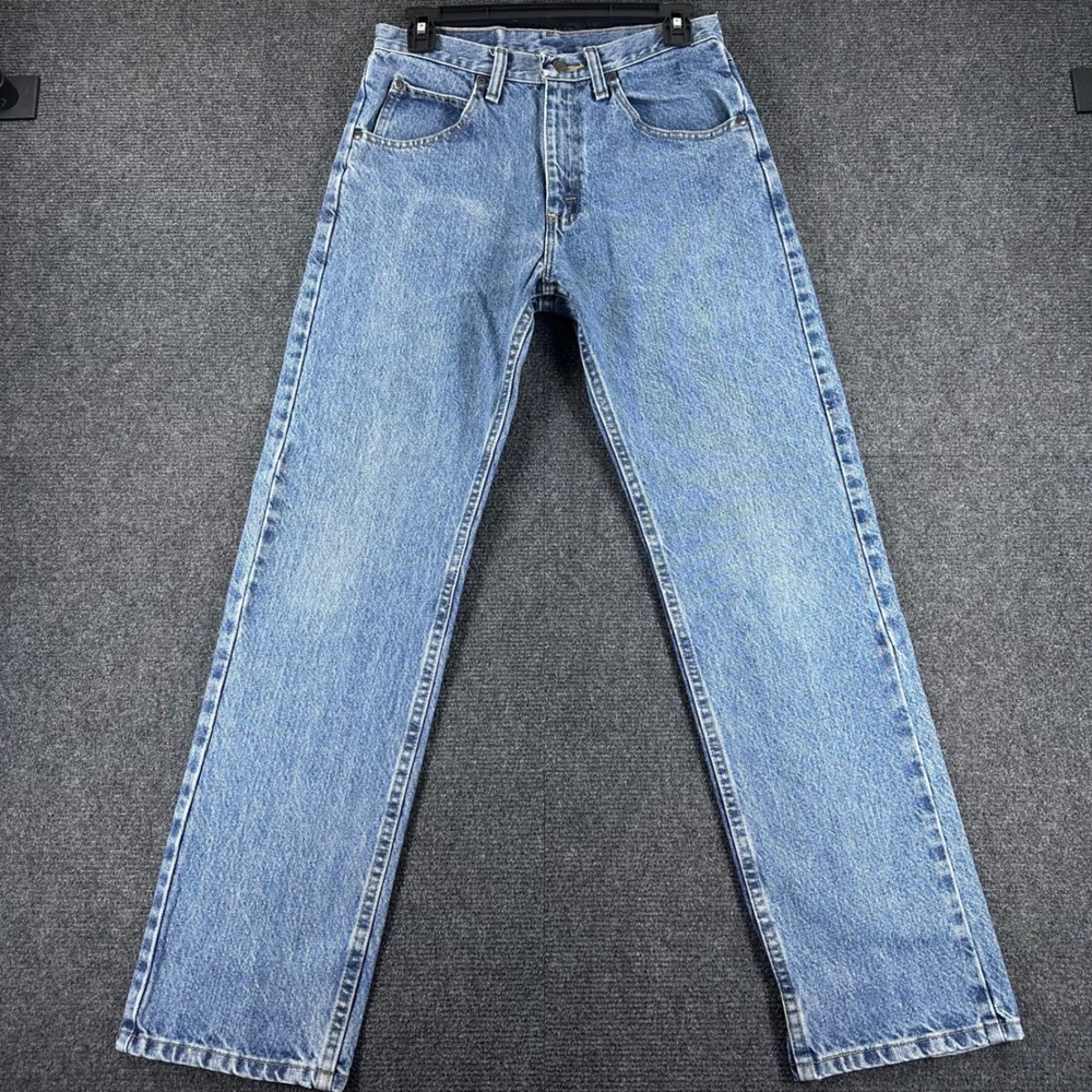 Wrangler Jeans Mens 29x30 Light Wash Blue Premium Quality Straight Leg Denim